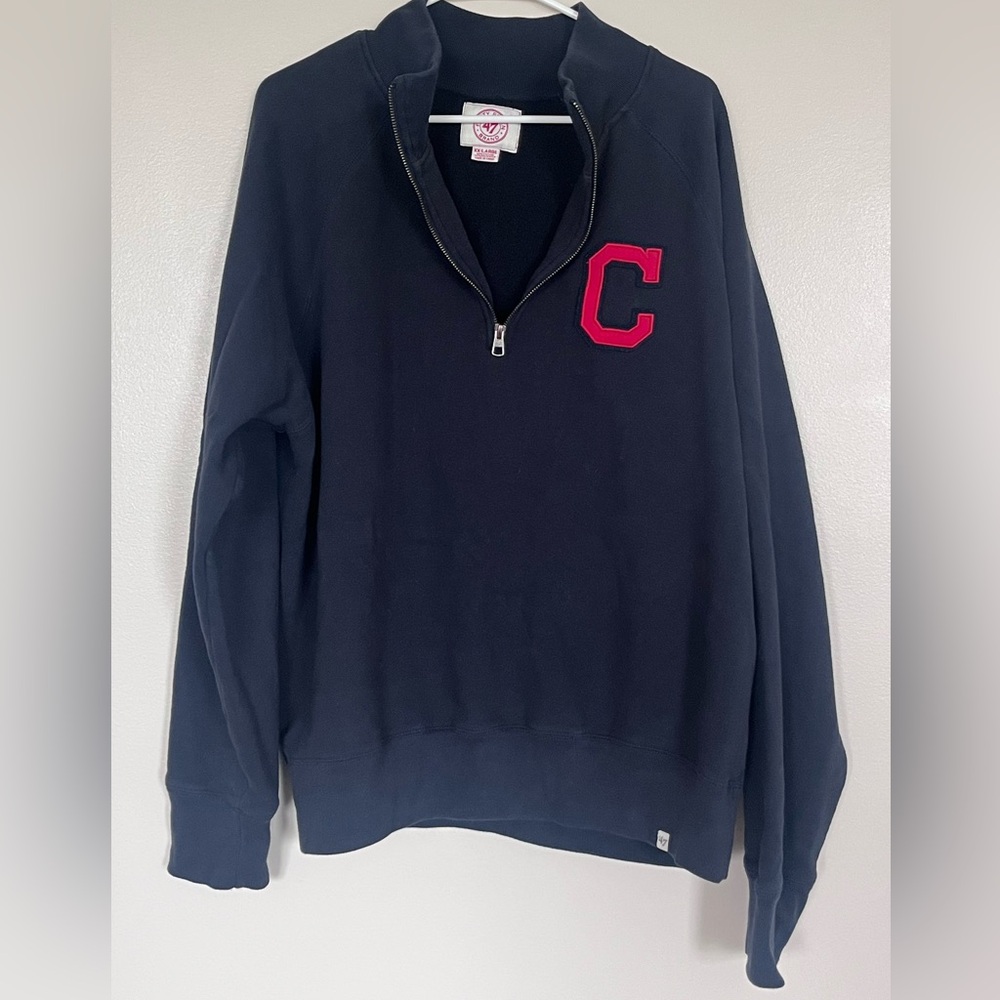 47 Brand Men's Cleveland Guardians Navy Quarter-Zip Pullover, Size XXL